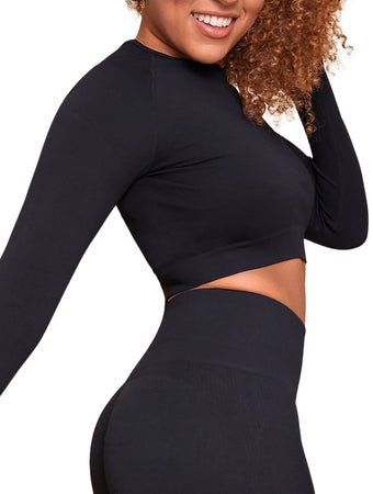 Crop Top amincissant à manches longues